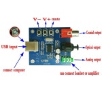 USB DAC-S/PDIF 사운드 카드 디코더 보드 아날로그 출력 F/PC PCM2704 3.5mm : 알통알밤몰