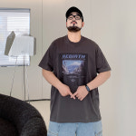 빅사이즈 반팔 티셔츠 머슬핏 오버핏 멍 남성복 스튜디오 루즈핏 여름 헤비 트렌드 프린트 : 직구항공