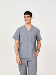 아케소웨어 병원유니폼 수술복 치료복 3포켓상의남성  그레이 : 아케소웨어
