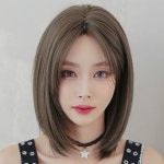 하이유니 스트레이트 펌 헤어 중단발 통가발 39cm + 가발망 + 거치대 세트 : 하이유니 쥬얼리