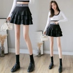 스커트 치마여성용 신축성 하이 웨이스트 A 라인 미니 스커트, 한국 프레피 스타일, 올 매치 프릴 케이크 스커트, 여름 여성 의류, 패션 : 오에스... 