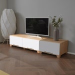 2칸 1000 수납장 서랍장 원룸 거실장 나무결 흰색 TV대 TV장 거실테이블 : 홈앤퍼니