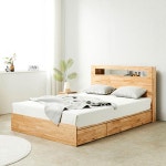 헤드선반 공간있는 원목 LED조명 1단서랍 수납공간 Q 침대 프레임 침대깔판 : 홈앤퍼니