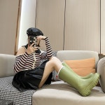 레인부츠 모던 하이부츠 여성가방 사이드 한국판 방수화 여성 : 알파카글로벌