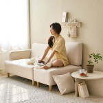 눕 굿타임 아쿠아텍스 패브릭 2인용 소파+스툴 : 눕