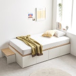 발받침포함 도어형 하단수납 높은 1인 ss 침대 매트리스X 대학생 침대뼈대 : 홈앤퍼니