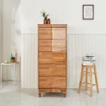 넓어보이는 유광 하이그로시 5단서랍 나무 화이트 수납장 신혼부부 서랍장 : 홈앤퍼니