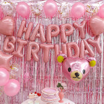 생일 이벤트 핑크 세트 장식 풍선 홈 파티 해피벌스데이 용품 : RONA PARTY