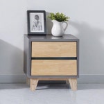 침대옆 쇼파옆 미니 2단서랍 그레이 원목 투톤 400 협탁 서랍장 소품장 : 홈앤퍼니