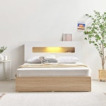 아이보리 나무 투톤 헤드선반 조명 usb잭 Q 서랍 수납침대 침대프레임 : 홈앤퍼니