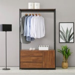 3단서랍 수납장있는 스틸 철제프레임 1200 시스템행거 바지옷걸이 인테리어 : 홈앤퍼니