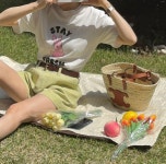 스테이 토끼 나염 프린팅 라운드 반팔티셔츠 : 소이모던