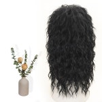 자연스러운 남자가발 부분가발 SEEANO-남자 가발 블랙 긴 곱슬 남성 합성 코스프레 푹신한 높은 섬유 기계 록 파티용 나이트 클럽 바 : 바이소싱