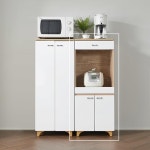 유광 화이트 슬라이딩 밥솥선반 렌지대 서랍 도어 수납장 전자렌지선반 : 홈앤퍼니