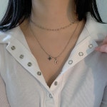 플래시 스타 체인 목걸이 써지컬스틸 레이어드 별 : 몬모릴로