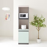 슬라이딩 밥솥선반 렌지대 하부도어 500 민트 핑크 수납장 원목렌지대 : 홈앤퍼니