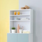 가전 전자기기 전선홀 진열 수납 선반 상부장 책장 800 주방그릇장 수납장 : 홈앤퍼니