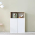 탈부착 이동선반 양문 도어 핸드리스 신발장 화이트 수납장 진열대 거실장 : 홈앤퍼니