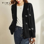 여성의류 Vimly 카디 건 겨울 2021 패션 긴 소매 니트 코 : 단풍소리