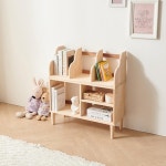 고무나무 원목 1단 3칸 칸막이 LP 도서 잡지 수납 책꽂이 유아교구장 책장 : 홈앤퍼니