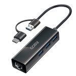 C타입 USB 듀얼 멀티허브 아답터 USB3.0 3포트 기가랜 인터넷 스마트폰 태블릿 패드 맥북 노트북 PC연결 : 라일레