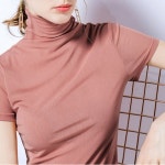 여름 여성 반팔티 목폴라 무지 여자 폴라티 자외선차단 반목티 : 행가몰