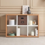 화이트 원목 그레이 투톤 2단 6칸 낮은 책장 선반 수납장 거실꾸미기 : 홈앤퍼니