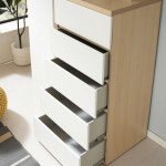 높은 옷장서랍장 5단 수납장 화이트 원목 W600 H1255 : 햇 빛 몰