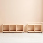 이동식 바퀴달린 1단 2칸 오픈형 낮은 수납장 책장 벤치 의자 원목책꽂이 : 홈앤퍼니