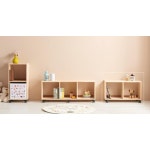 이동식 바퀴달린 1단 2칸 오픈형 낮은 수납장 책장 벤치 의자 원목책꽂이 : 홈앤퍼니