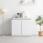 화이트 우드 그레이 양문 주방 강화유리상판 수납장 800 거실서랍장 가구 : 홈앤퍼니