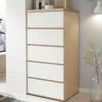 높은 옷장서랍장 5단 수납장 화이트 원목 W600 H1255 : 햇 빛 몰