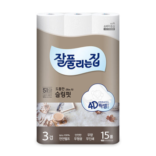 잘풀리는집 도톰한 슬림핏 3겹 27m*15롤(60롤)