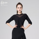 현대 댄스 탑, 성인을위한 여성의 새로운 라틴 의상, 라운드 넥 트레이닝 유니폼, 드레스, 경쟁 공연 의상 : 아호구대