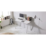 직장인 사무실 화이트 와이드 모니터받침대 거북목예방 자세교정 책상선반 : 홈앤퍼니