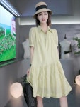노란색 캉캉 원피스 어 셔츠 여름 부분 반팔 스커트 : 핑핑샵