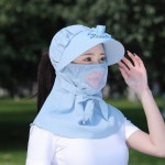 해빗가리개 순색 선풍기 달린 모자 자외선 차단 농사 밭일 작업 일 농사모자 : 스토어패밀리