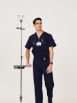 아케소웨어  스크럽복 의사유니폼 병원복  3포켓상의 네이비 : 아케소웨어