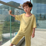 초등학생 여름나기 7부 골지 스마일 실내복 세트 아동잠옷 홈웨어 남아 여아 꿀잠 파자마 : 할인셀러