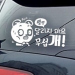 쌩쌩달리지마요 무섭개 반사스티커 초보운전스티커 차꾸미기 자동차스티커 : 사라리스토어
