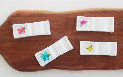 [핸드메이드] 블룸마젤 압화 수저받침대 SET 4pcs (수국, 공조팝) : 블룸마젤