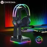 호환 ONIKUMA-RGB 게임용 헤드폰, HD 유연한 마이크 3.5mm PC Xbox PS4 PS5 스위치 컴퓨터 : 에이오케이몰