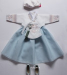 정원한복 여아동한복 돌 백일 전통한복 어린이집 미도 하늘 : 정원한복