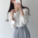 [하객룩] 라운드 퍼프 블라우스 T#YW8027 : 반해써 스토어