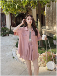 헤이리라 핑크셔츠 반바지 코디세트 러블리 3XL 빅사이즈 : 헤이리라
