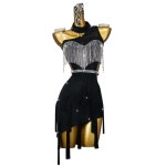 라인댄스바지 섹시한 블랙 라틴 댄스 드레스 라인 댄서 정장 여성 카사펫 파티 착용 경연 볼룸 술 스커트 전문 : 깡통상사몰