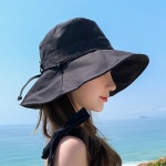 여성 여름 버킷햇 모자 자외선차단 챙 넓은 벙거지 보넷 할머니 중년 엄마 린넨 접이식 버킷 야외 해변 태양 코튼 파나마 어부 단색 자외선 차단... 