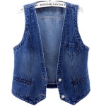 할머니 크롭 청 데님 조끼 봄 가을 V넥 자켓 학생 얇은 청바지 5XL 6XL H2378 : 난다직구