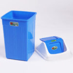 자연사랑 사각 휴지통 세트 2호 파란 업소용 학교 대형 쓰레기통 : 대성 플라스틱 바구니