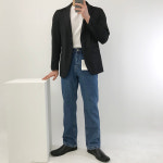 남자블레이저 오버핏자켓 정장 마이 캐주얼자켓 싱글 자켓 : 업타겟